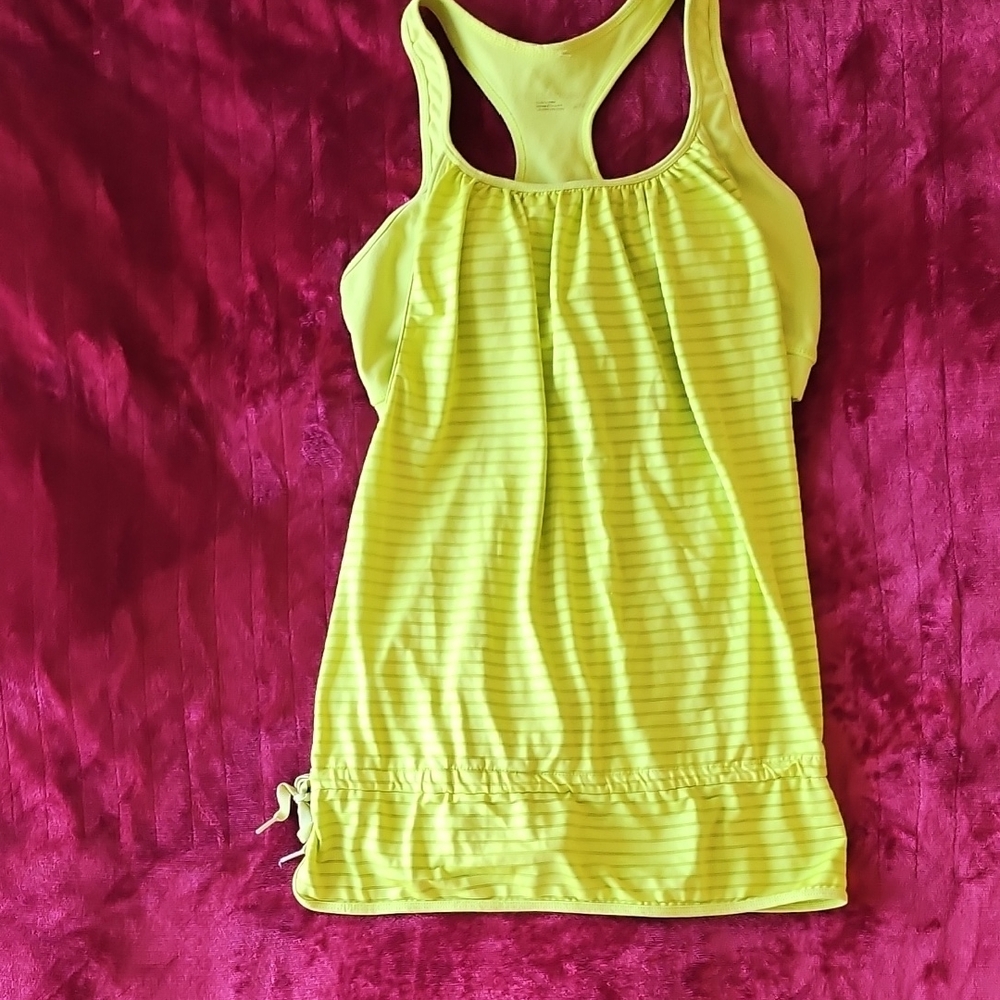 Yellow Striped Racerback Tank Top